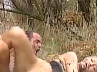 A Blonde Horny Have Hard Sex to His Friend in the Muddy Place