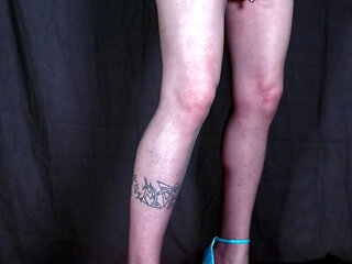 Crossdresser in Nylon Pantyhose and Hot High Heels - Trying on New Stockings