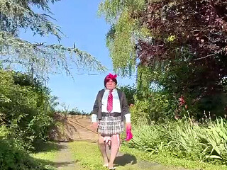 Dressed in a little plaid skirt for a night out