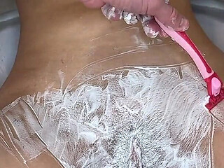 Shaving a Hairy, Tight, Beautiful Pussy with a Razor and Trimmer!