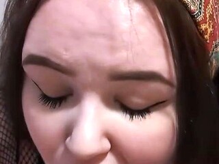 Girlffriend gets covered in cum after blowjob