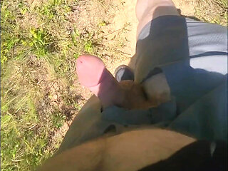 Nude in Outdoor Walking and Stroking.