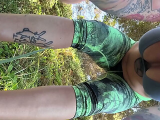 Lola Maverick pisses outside on beach pee in sand
