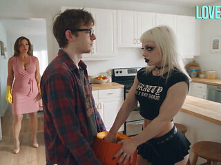 Goth Babe Finds Stepbro's Halloween Secret... And She Wants A Turn (AI)
