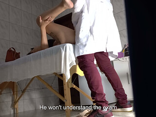 The doctor filled the patient's ass with cum.