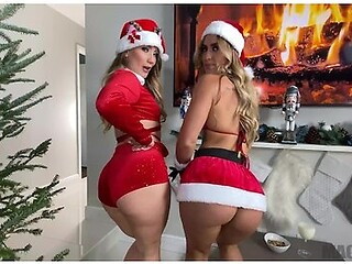 Big Dick Santa Fucks Two Pawgs Under The Tree For Christmas - Kelsi Monroe N Aj Applegate