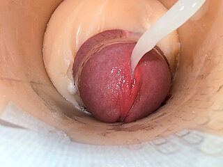 Camera deep inside tight pussy captures huge cum explosion