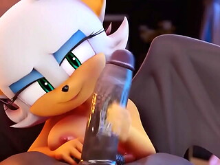 Rouge the bat suce est avale du sperm