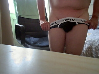 Solo chubby older stand up masturbate