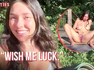 Hot German Brunette Erin A Fingering Her Hairy Pussy Outdoors - Solo Masturbation