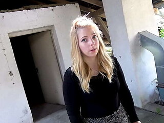 Innocent Blonde Teen Fucked Hard by Two Big Cocks Outdoor - Rough Double Penetration & Creampie