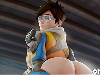 Tracer gives a deepthroat blowjob from her virtual fans