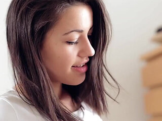 Couple of Young Guys Fuck and She with Small Tits Gets Filled with Cum in Her Pussy