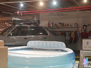 Amatory dream girl at tattoos trailer