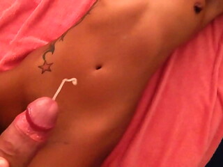 Masturbating together. Finishing with Cum.