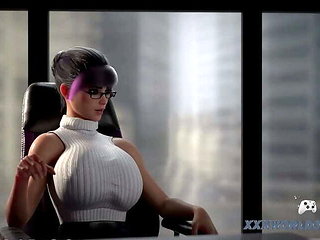 3D Animation: Sucking Off the Boss' Massive Cock to Secure the Job