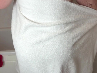 Dressing after a shower sexy red undies 472
