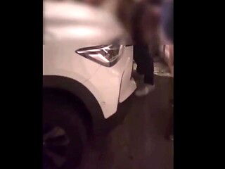 Public blonde babe gets fucked by strangers at the pub exit