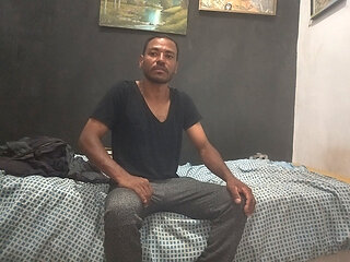 Hot brunette in bed in his bedroom masturbating