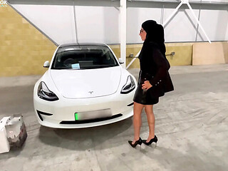 Hot Young Arab Wife Gets Fucked Hard in Car Park Blowjob and Facial