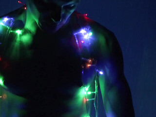 Jerking off in Christmas Lights