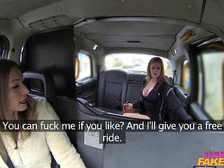 Strawberry Blonde Barmaids Engage in Lesbian Sex in a Taxi