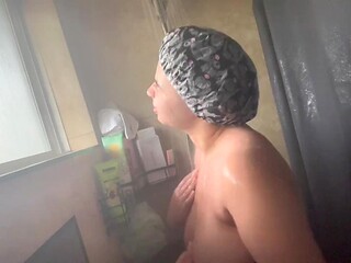 Wet Goth Babe Gets Soaped Up