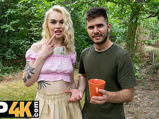 HUNT4K. Blonde loved facesitting and doggy style with Hunter outdoors