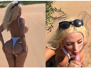 Petite Blonde With Big Ass Fucks On The Beach! Outdoor Sex - Lana Myers