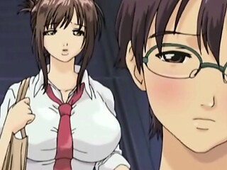 Teacher's big boobs bounce as she fingerbangs her eager student in a steamy hentai scene
