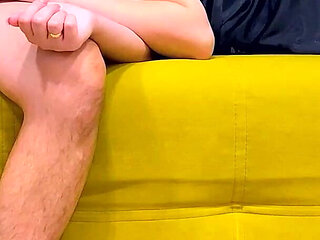 Stepmother and stepson share a sofa. The stepson put his dick in his stepmother's mouth. The stepmother did not expect this.