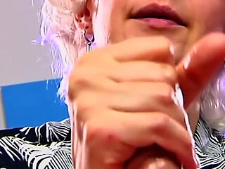 Curly MILF Controls His Orgasm and Ruins His Handjob