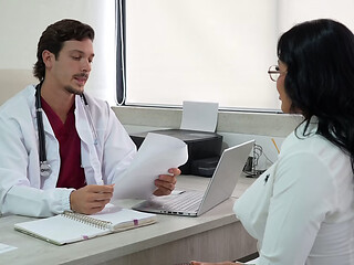 An aspiring nurse presents her resume to Dr. JOE
