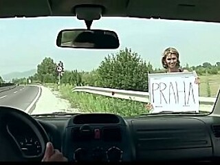 Hitchhiking cutie gets caught and dominated by Amanda Vamp