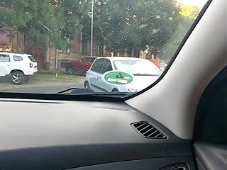 Hot MILF in High Heels and Short Skirt Calls a Taxi and Masturbates in the Car. Part.1