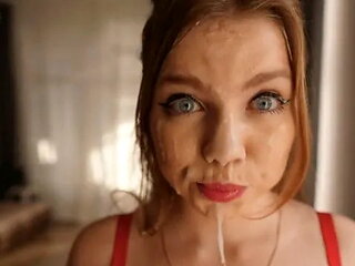 This is Record Sperm on Face! My Stepsister was Interfering with My Play