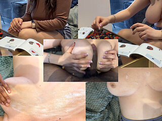 Tit Fuck Big Cumshot on My Big Boobs While Trying to Build Lego