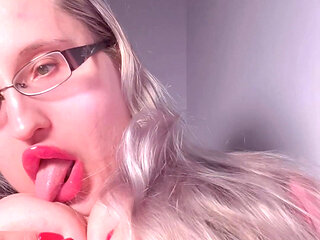 Your Wife Is Nothing Because You in Love with Findom Goaldigger. Edging Ritual in Big Thick Eyeglasses and Red Big Lips.