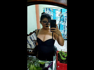Super Sexy Natural Busty Puts on Her Dracula Costume on Halloween
