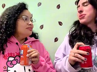 Burping Challenge Swallowing Soda Girl-girl Garrulous Duo