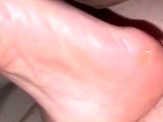 Cum on Mature Granny Rough Soles and Ass