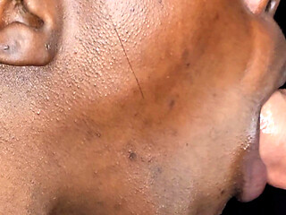 Close up Playing a White Dick by an Ebony Mouth