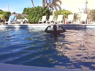 THE HARDBODY ITALIAN PORNSTAR DOING LAPS IN THE POOL