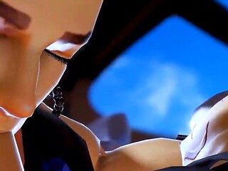 Passionate Gay Lovers in Red Sports Car - 3D Hentai
