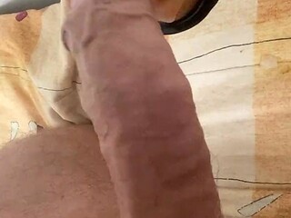Girl with big silicone tits gets mouthfucked and cums with fake cum
