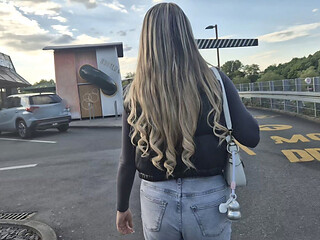 Pick up an Easy Girl in Front of Mcdonalds Because She Wears a Sex Toy Outside