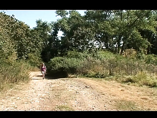 Blonde Teen meets a big hard cock in the woods