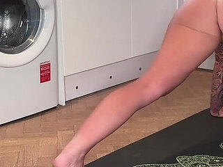 Nude Kitchen Yoga with View of My Perfect Ass