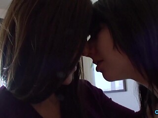 Intrigued brunette gets eaten out and licked by busty mature lesbian