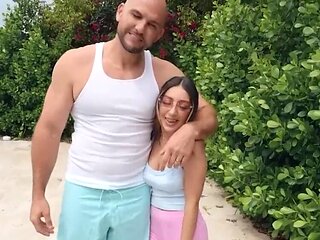 Short and curvy Violet Gems enjoys a huge dick in her pussy